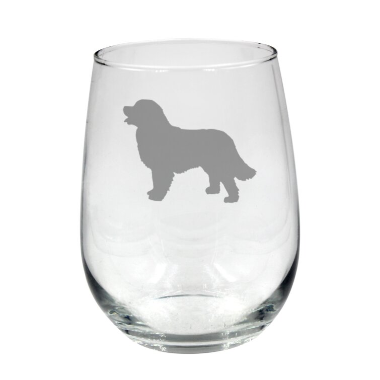 Stemless Wine Glass Bernese Mountain Dog Stemmed 