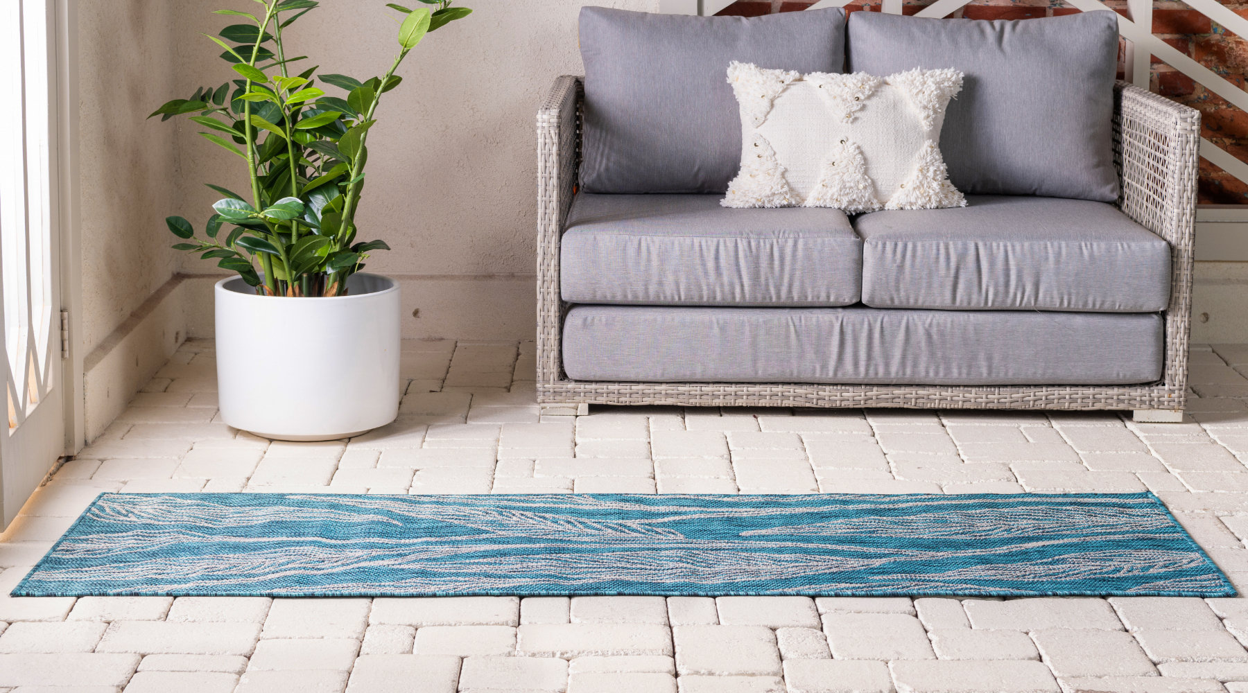 Winston Porter Yvelines Teal Indoor/Outdoor Rug & Reviews | Wayfair