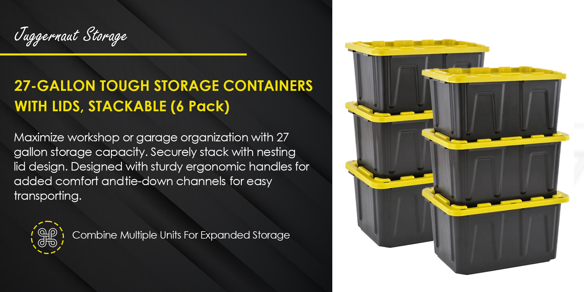 Juggernaut Storage 6 Pack Heavyduty Plastic Storage Boxes With Lids