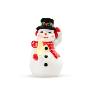 Home Reflections Solar Holiday Crackle Glass Snowman Figurine Garden Stake 