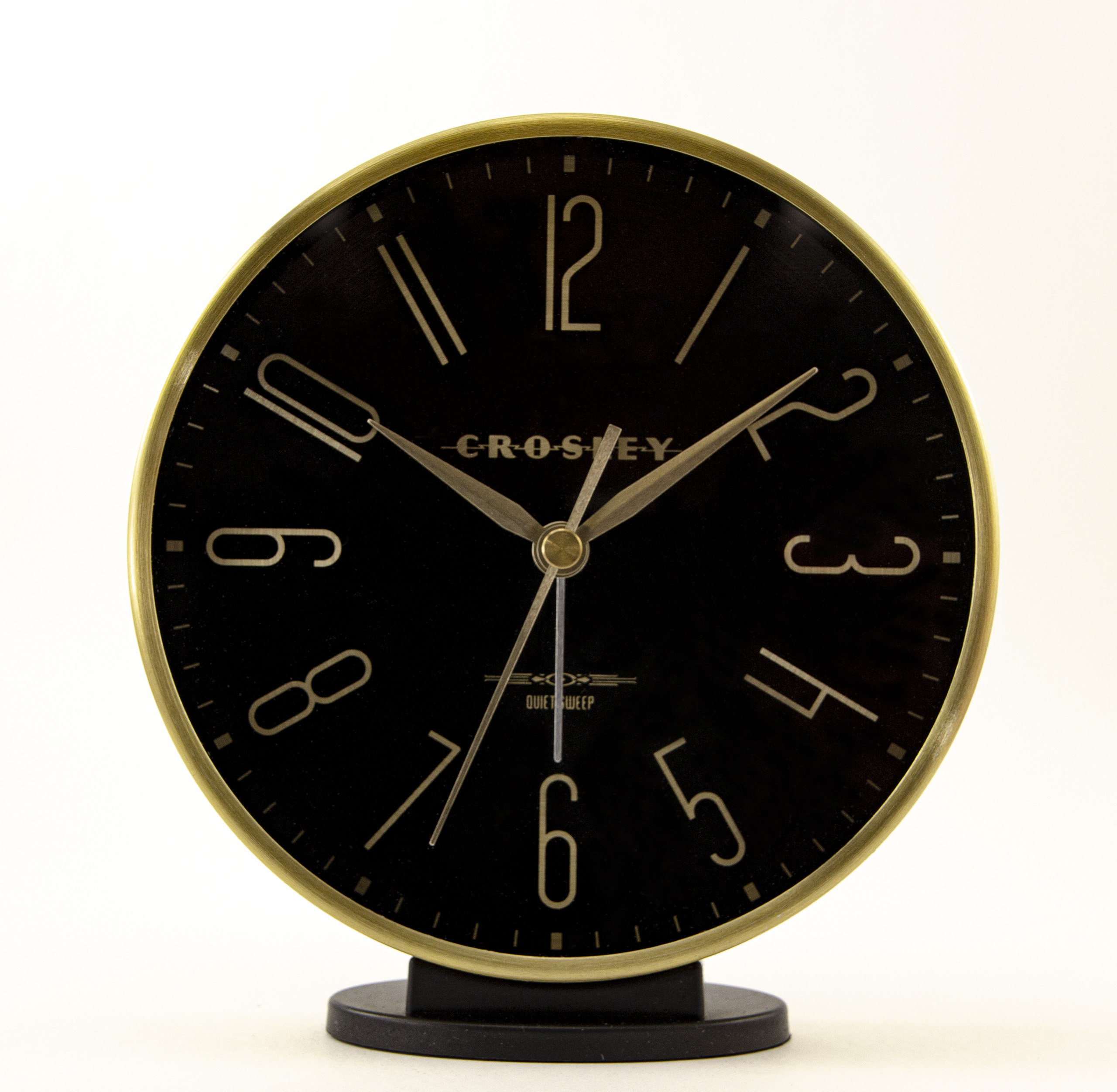 Crosley Analog Metal Quartz Alarm Tabletop Clock in Black/Gold Wayfair