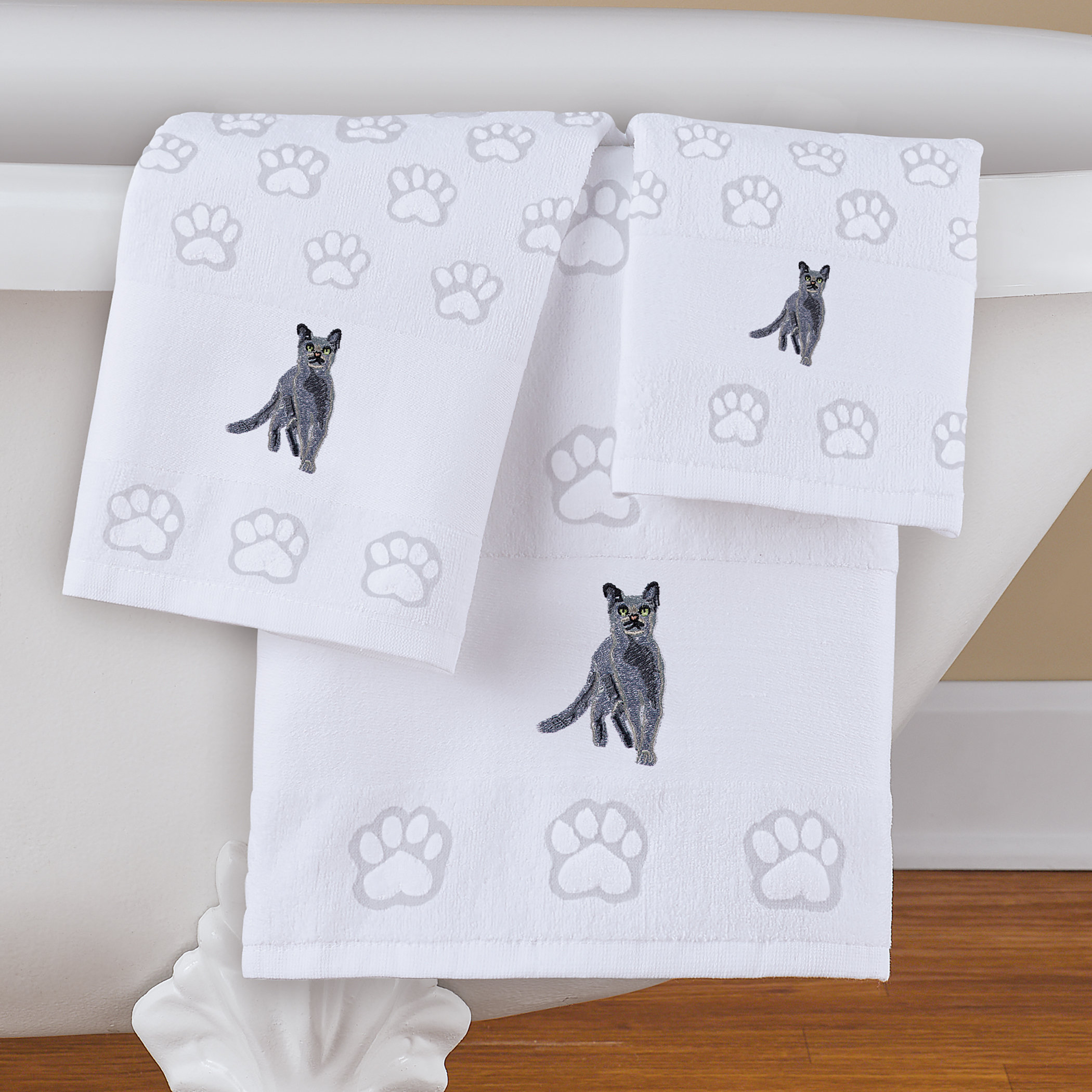 Winston Porter 3Piece Cat Bath Towel Set Wayfair Canada