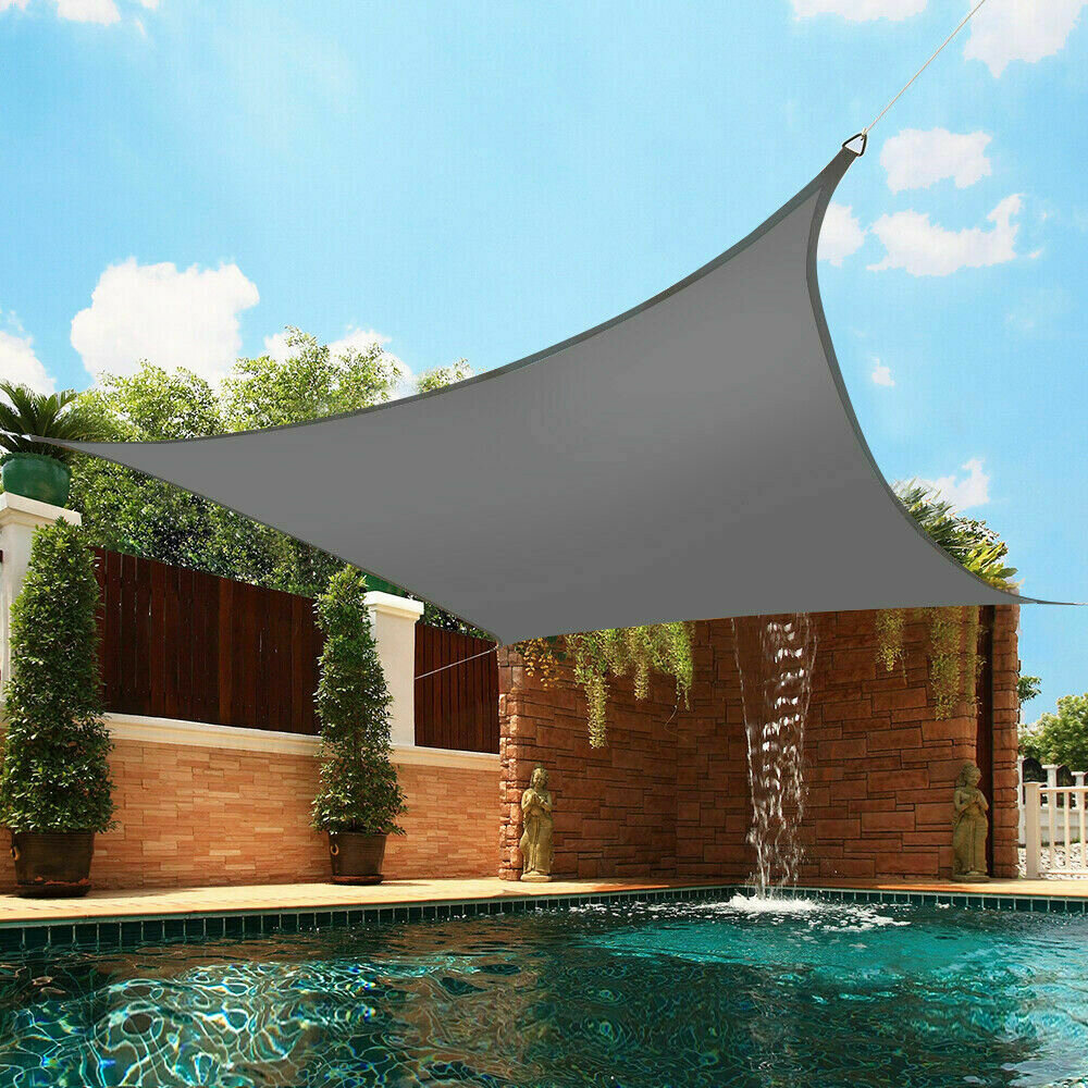 10x8Ft Sun Shade Sail UV Block Rectangle Canopy Outdoor Patio Pool Coffee+White 