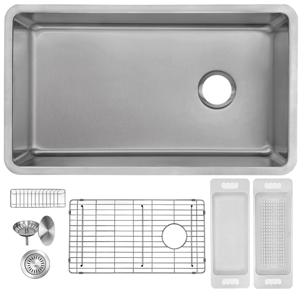 Zuhnë 22'' W Single Bowl Stainless Steel Undermount Kitchen Sink