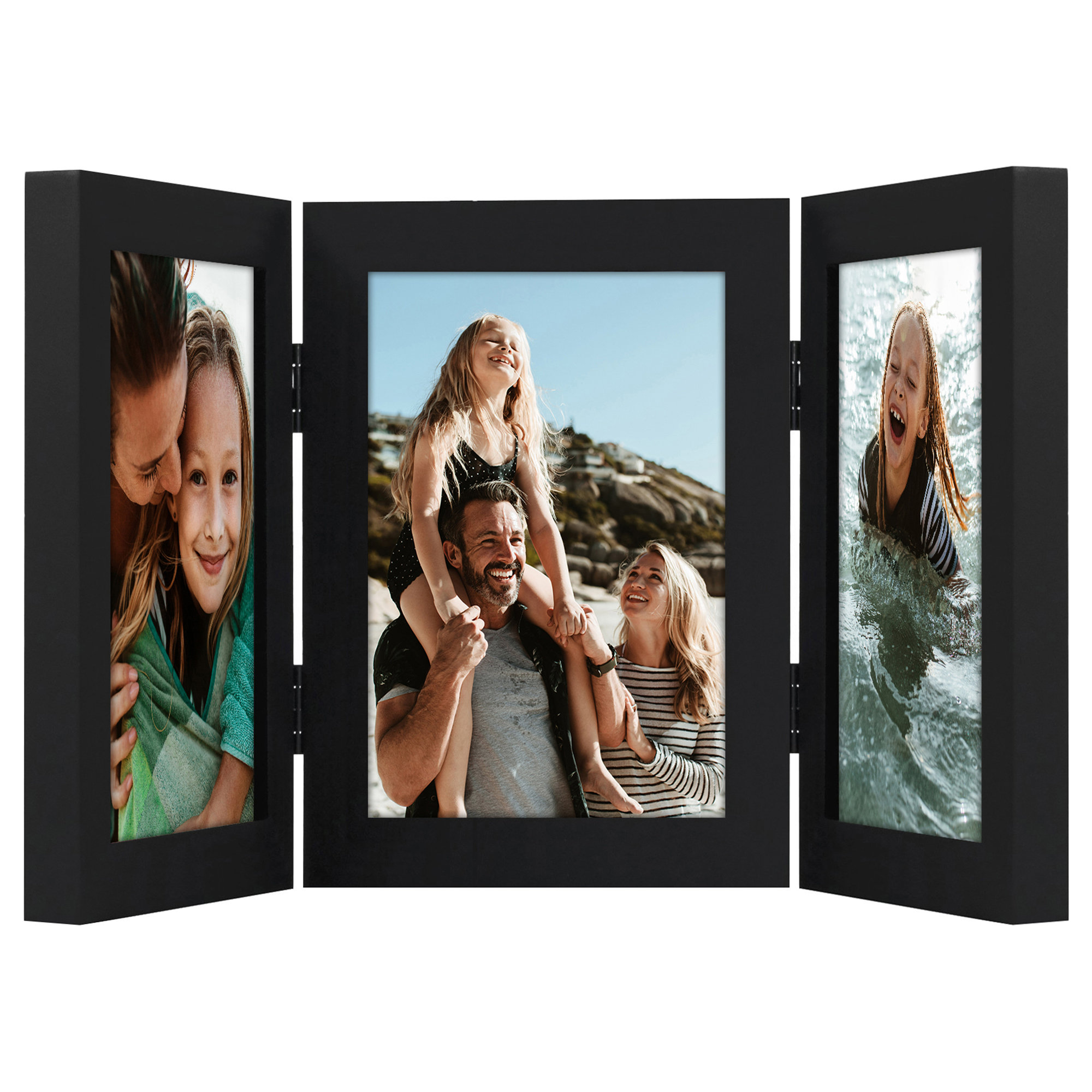 Americanflat Hinged 3 Photo Frame Desk Photo Frame for 4X6 Photos