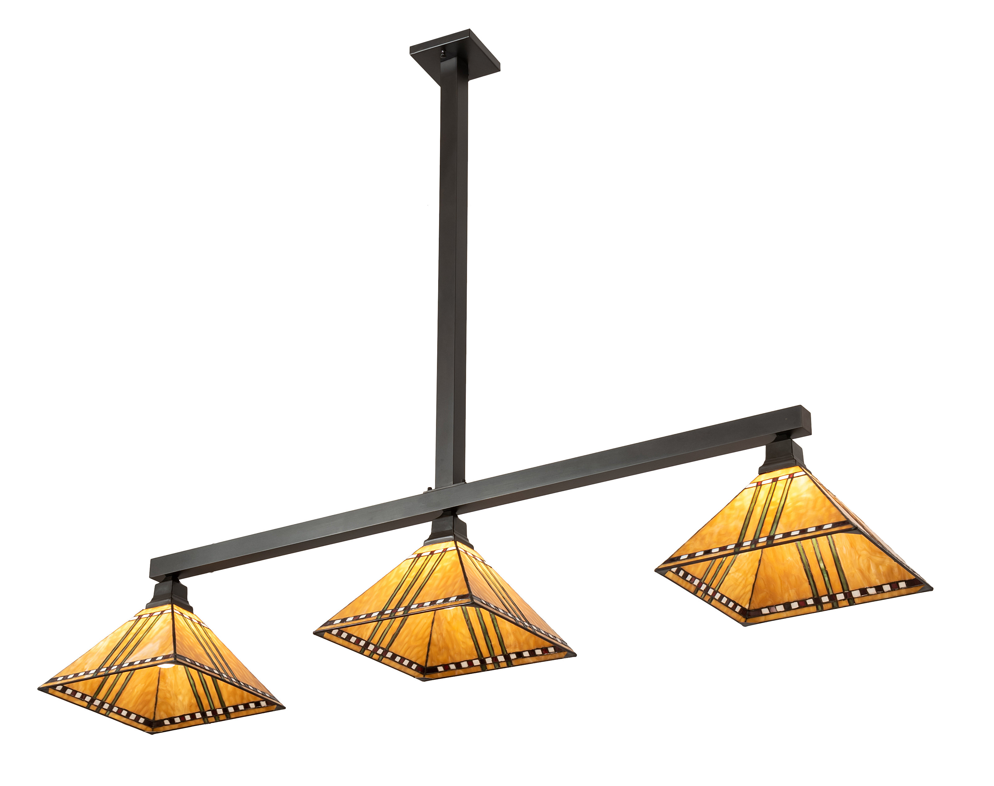 Loon Peak® Raelyn 3 Light Craftsman Brown Kitchen Island Pendant