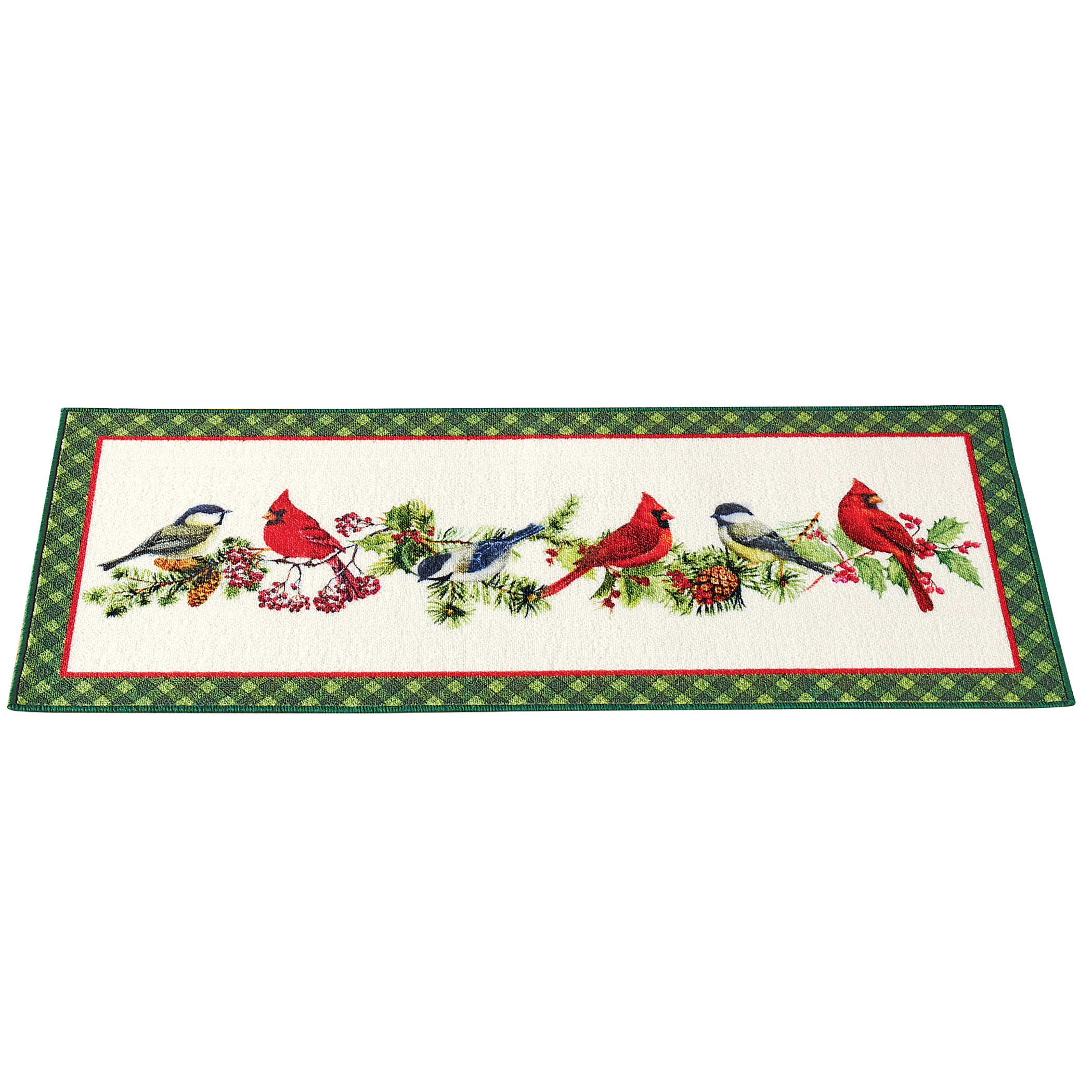 The Holiday Aisle® Cardinal And Chickadee Holiday Floor Runner Rug
