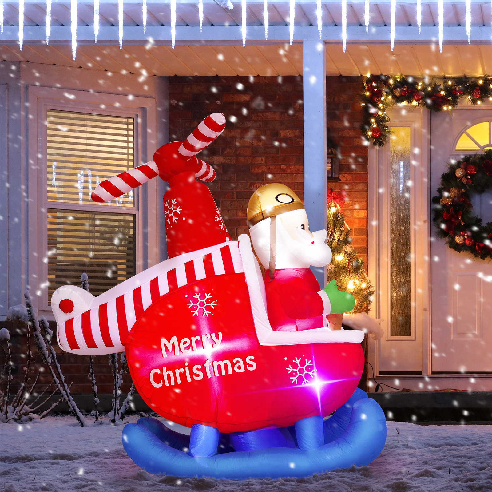 The Holiday Aisle® Christmas Decorations Santa On Helicopter Inflatable