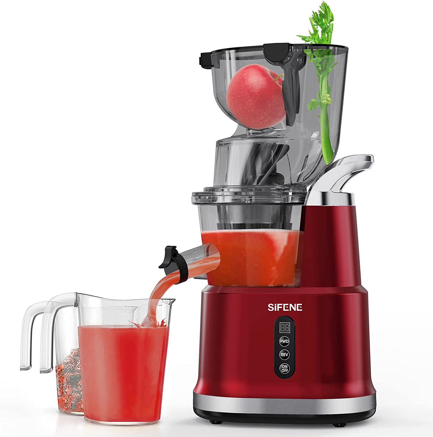 Sifene Masticating Juicer Machine, Whole Slow Juicer With 3.2" Big