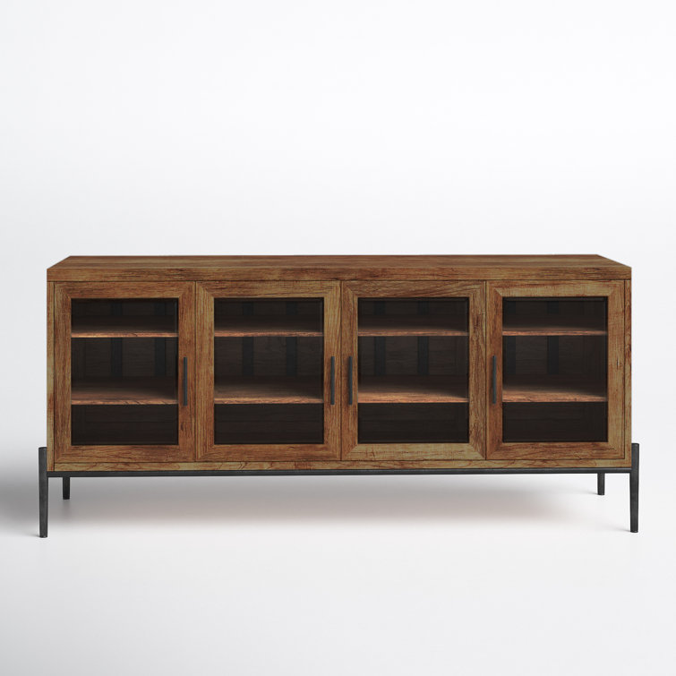 Bedford Transitional Brown Mango Solid Entertainment Console with Glass Doors