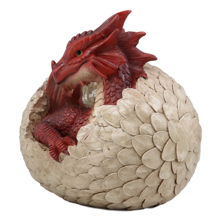 Details about   Confused Red Baby Dragon Hatchling Emerging From Egg Sculpture Collectible 