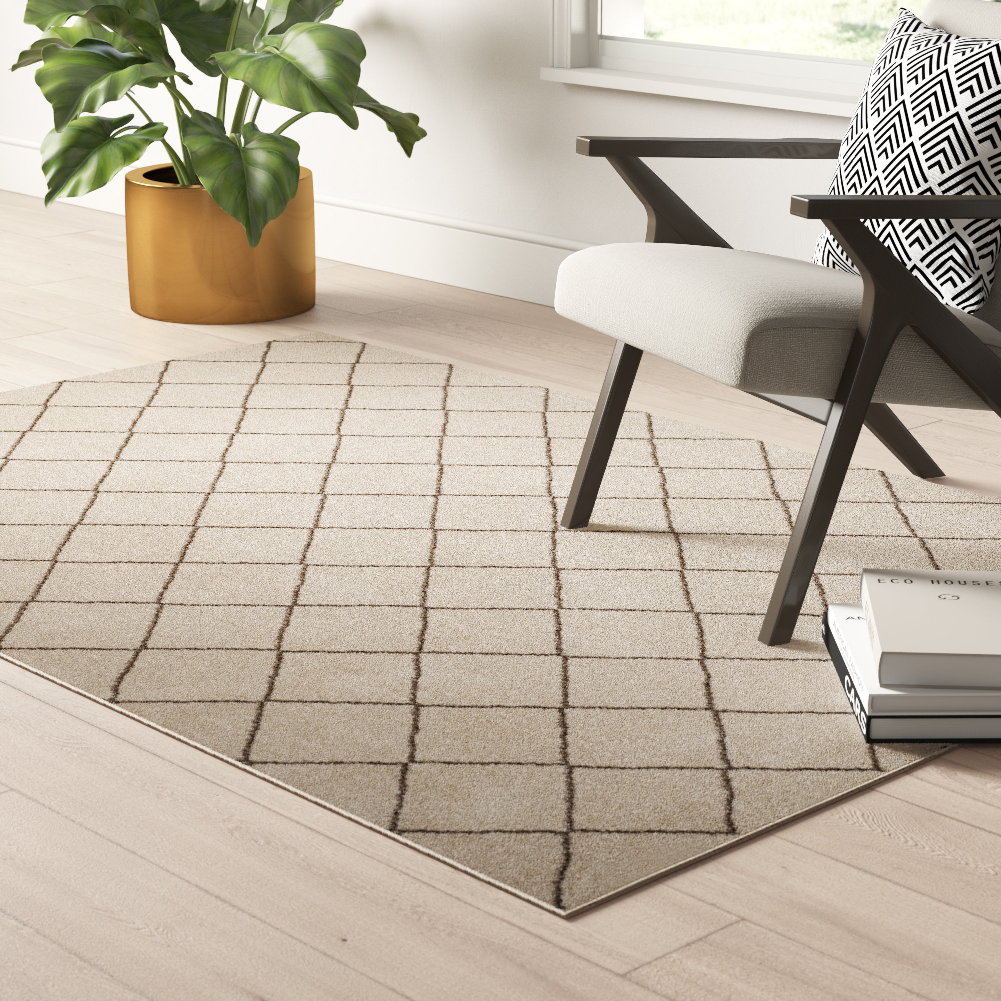 Ebern Designs Arshia Cotton Beige Rug Wayfair