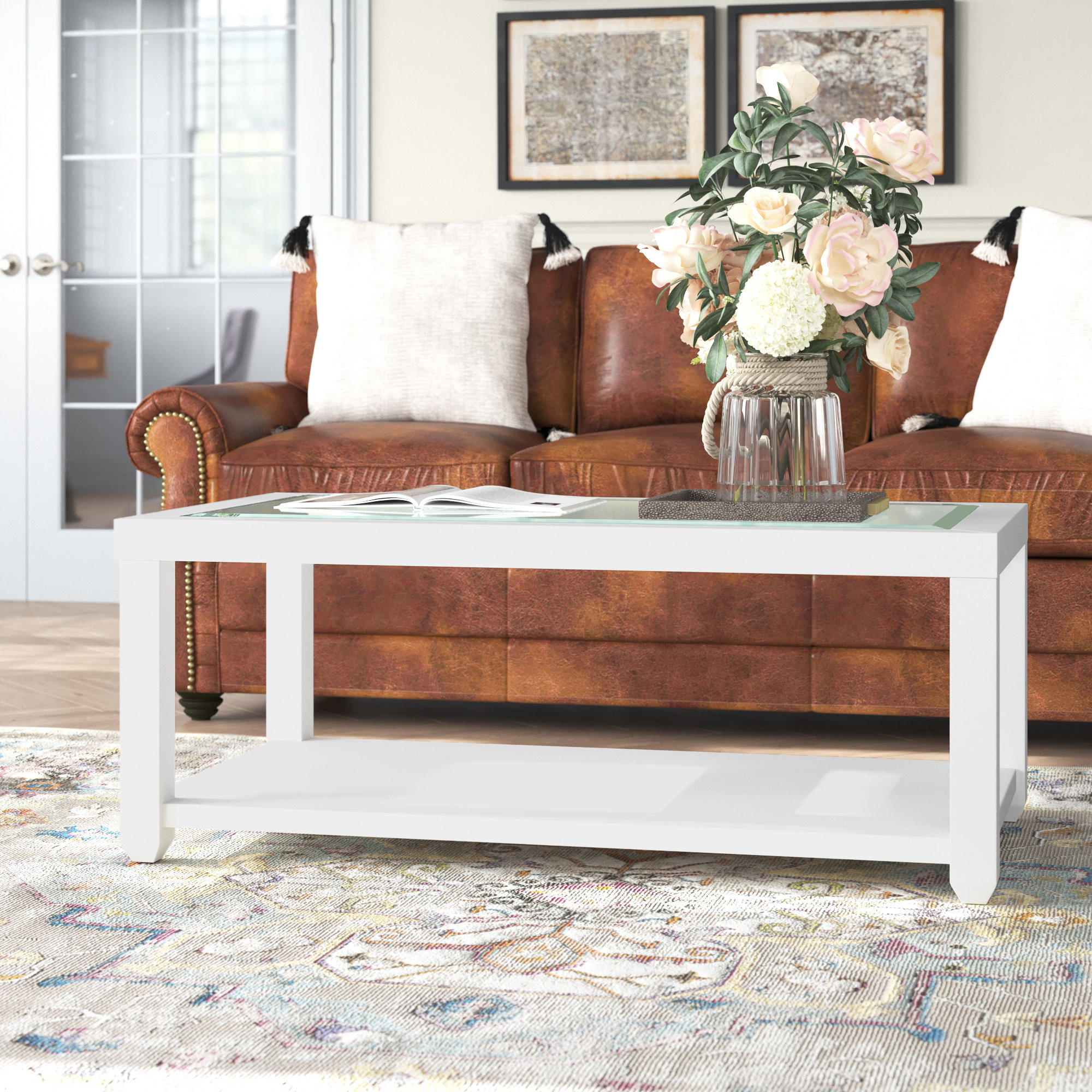 Lark Manor Coles 4 Legs Coffee Table with Storage u0026 Reviews | Wayfair