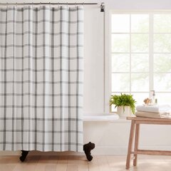 AOACreations Shower Curtain with Hooks for Bathroom Plaid Designs 