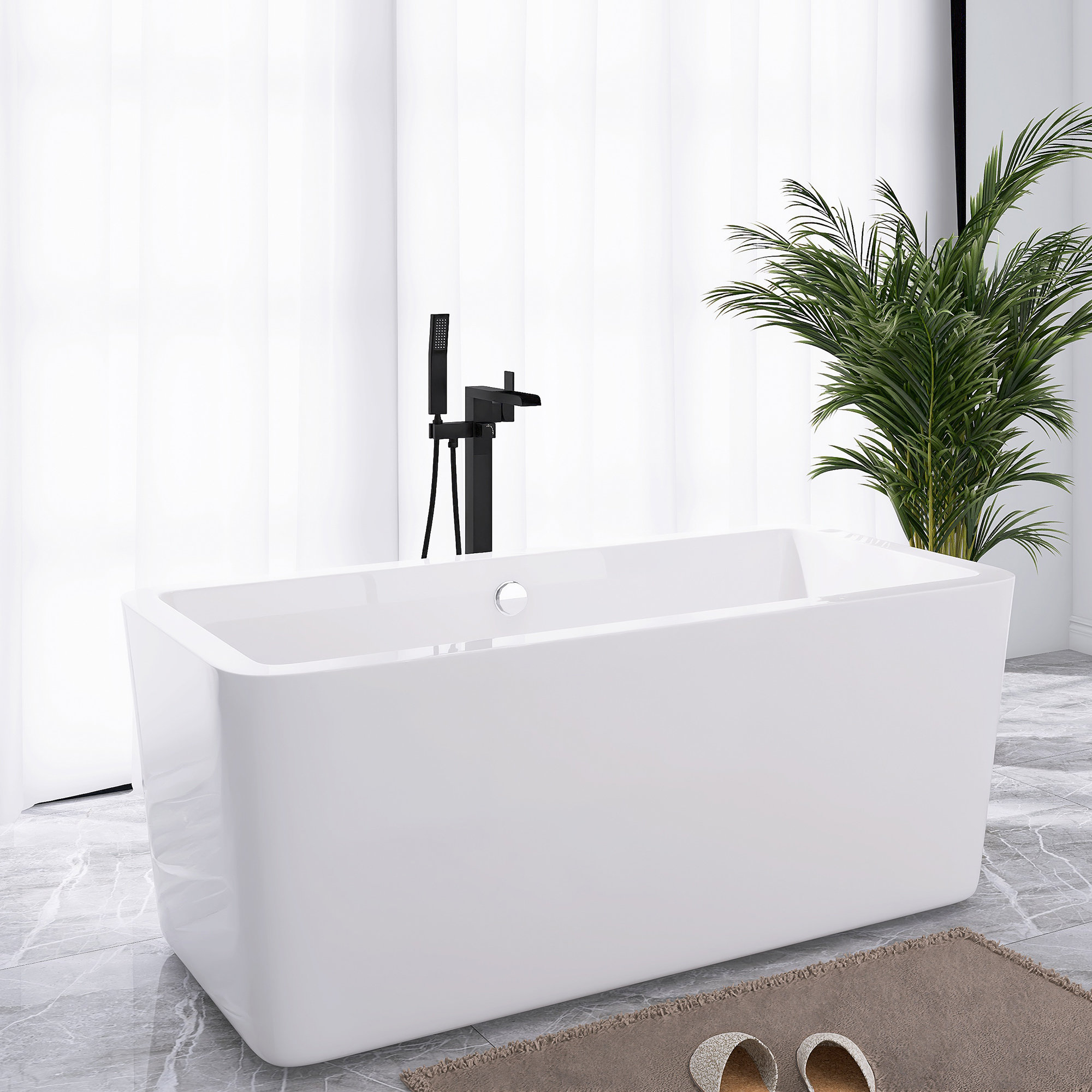 JimsMaison 67'' x 31.5'' Freestanding Soaking Acrylic Bathtub Wayfair