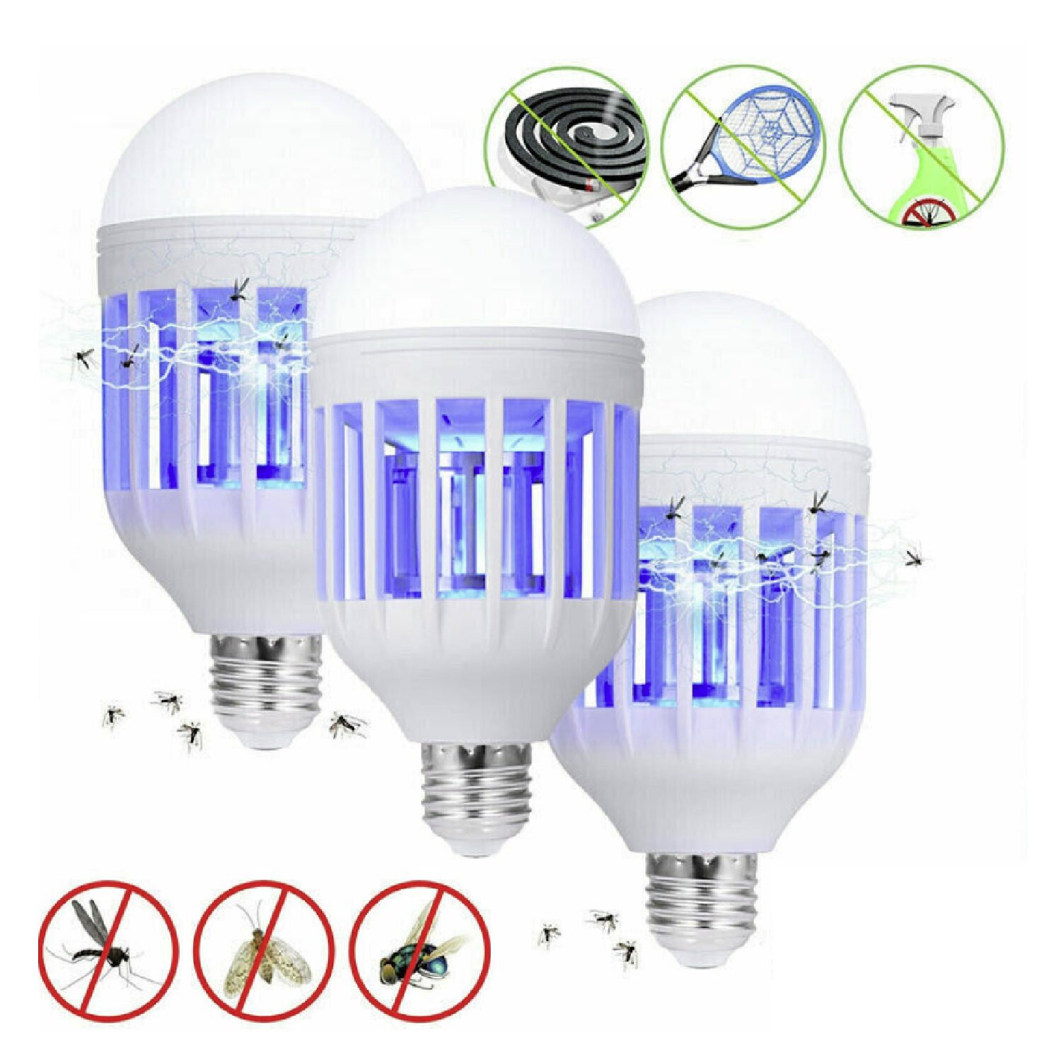 E27 15W 220V LED Zapper Bulb Mosquito Insects Killer Lamp Pest Bug Light  X 