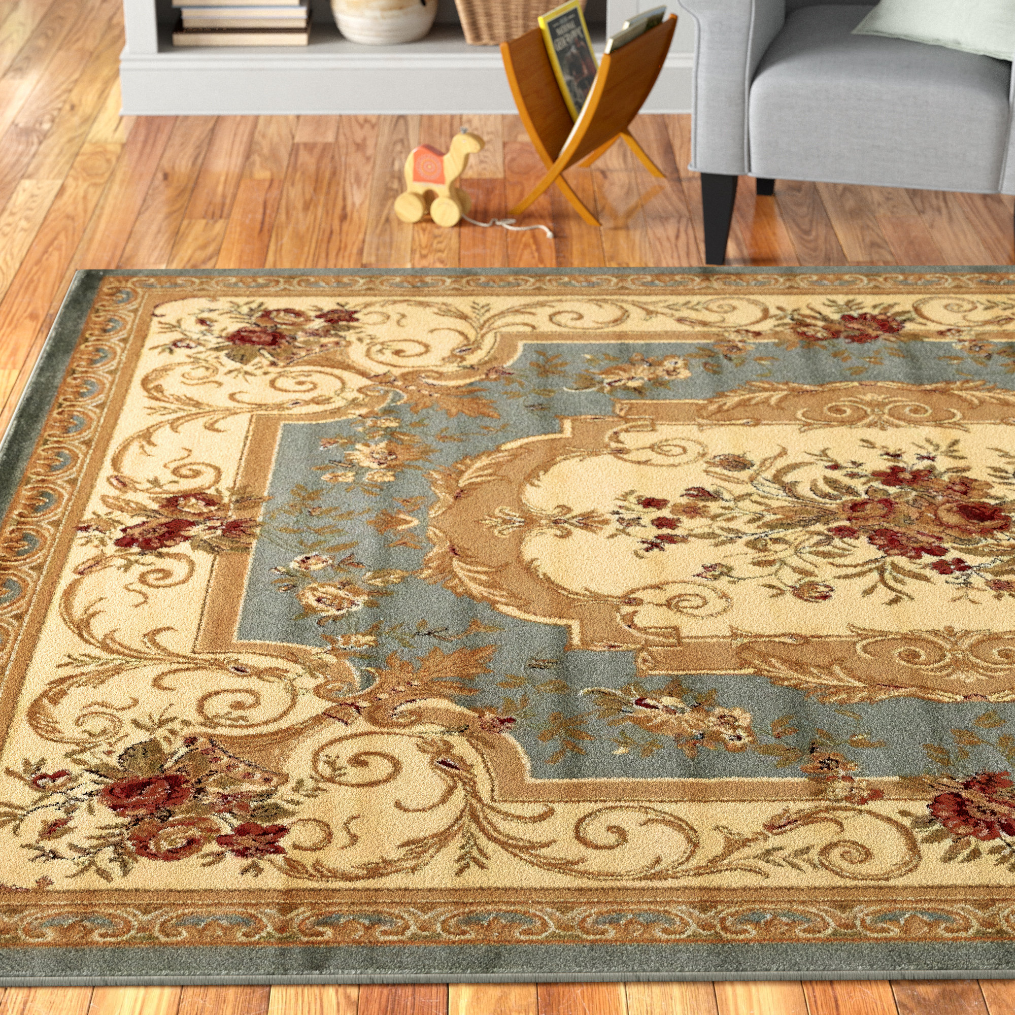 Andover Mills™ Meda Oriental Light Blue Beige Rug & Reviews Wayfair