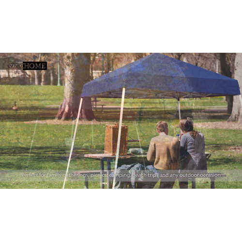 VIVOHOME Slant Leg Outdoor Easy Pop Up Canopy Party Tent Beige 8 x 8 ft 