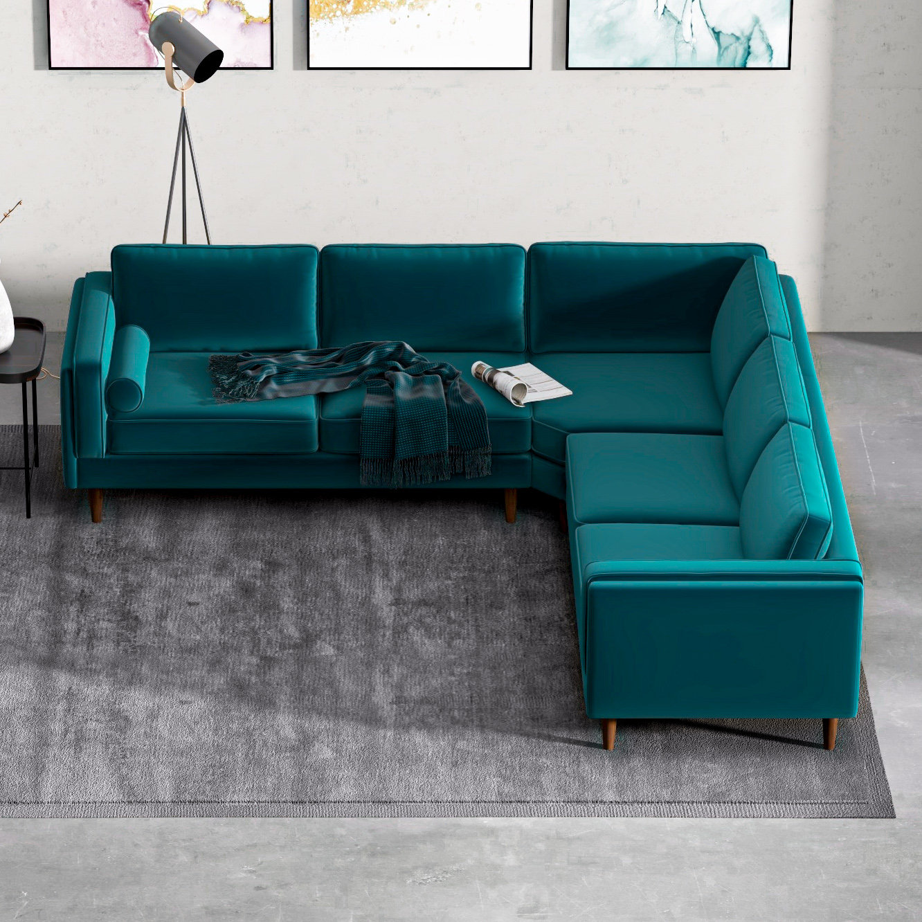 Wade Logan® Elberon 3 - Piece Modern Living Room Symmetrical Corner Sofa &  Reviews | Wayfair