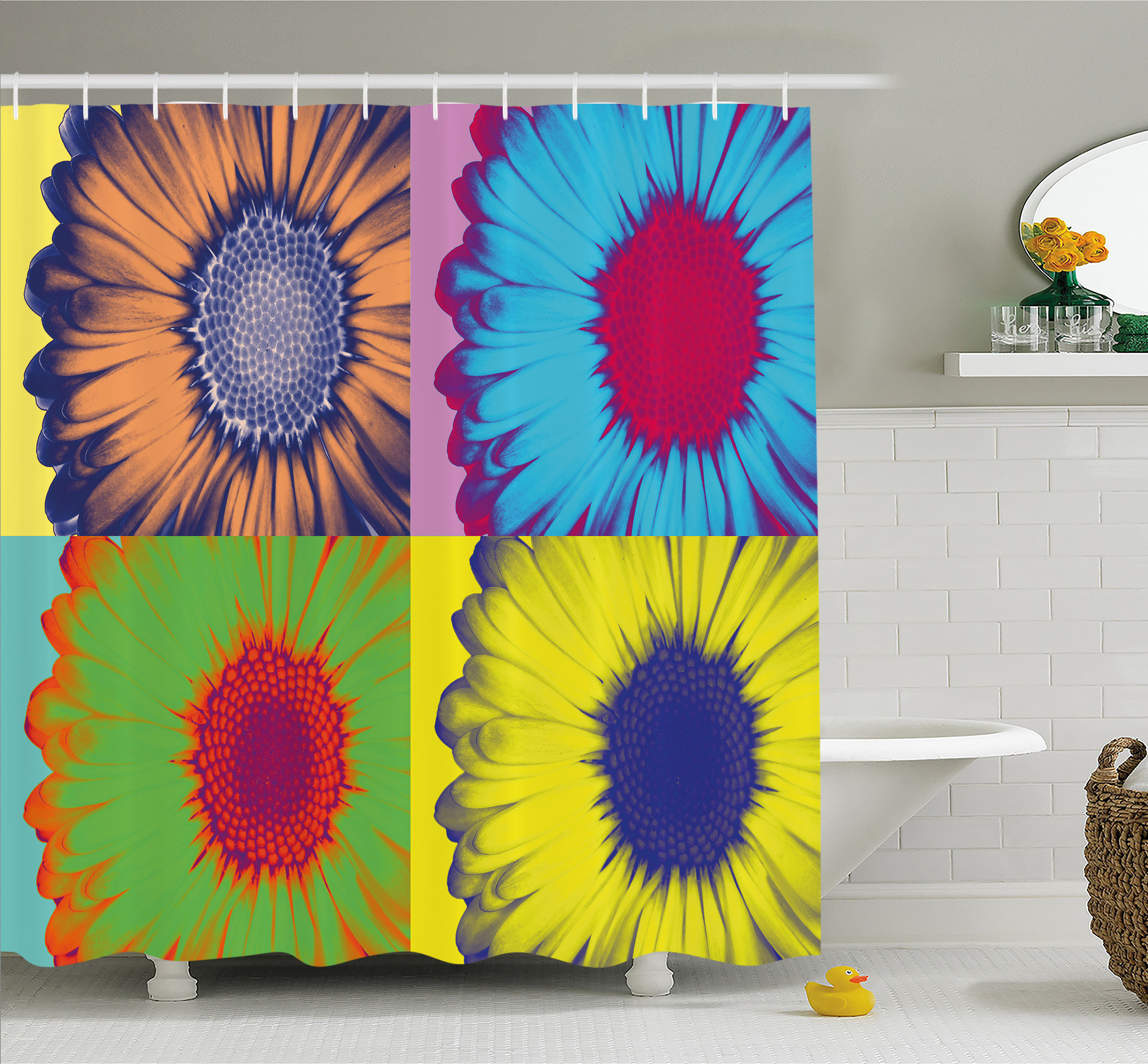 Ambesonne Pop Art Inspired Colorful Kitschy Daisy Flower HardEdged