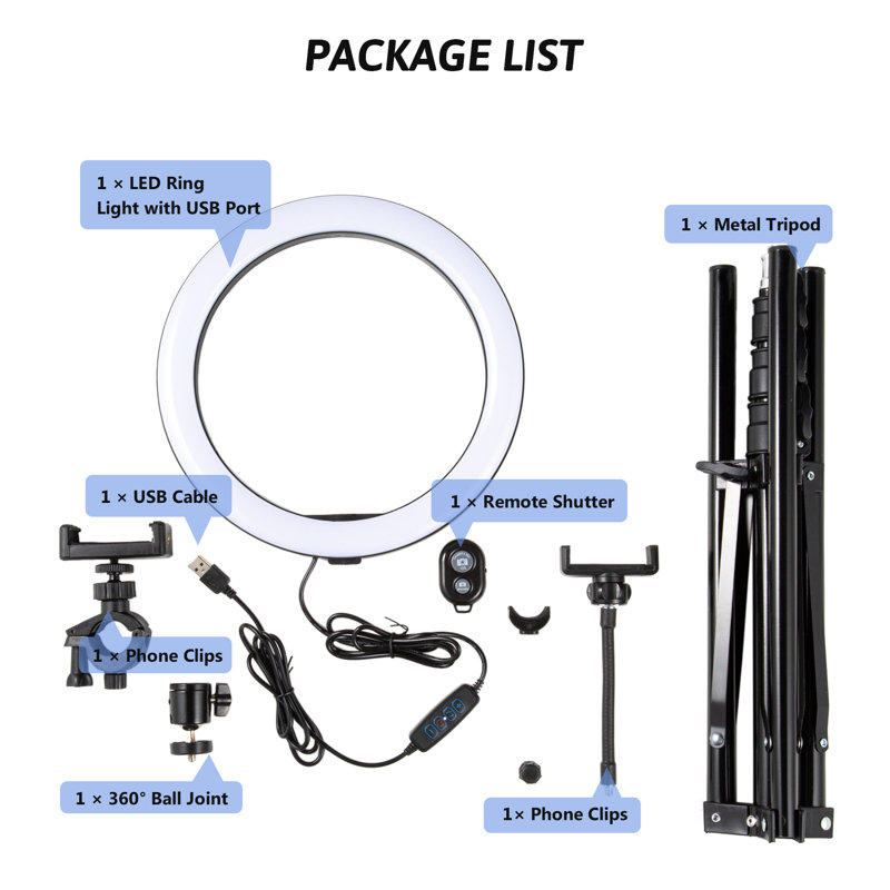 CO-Z Dimmable Ring Lighting Kit Tripod with Light Stand & Reviews | Wayfair