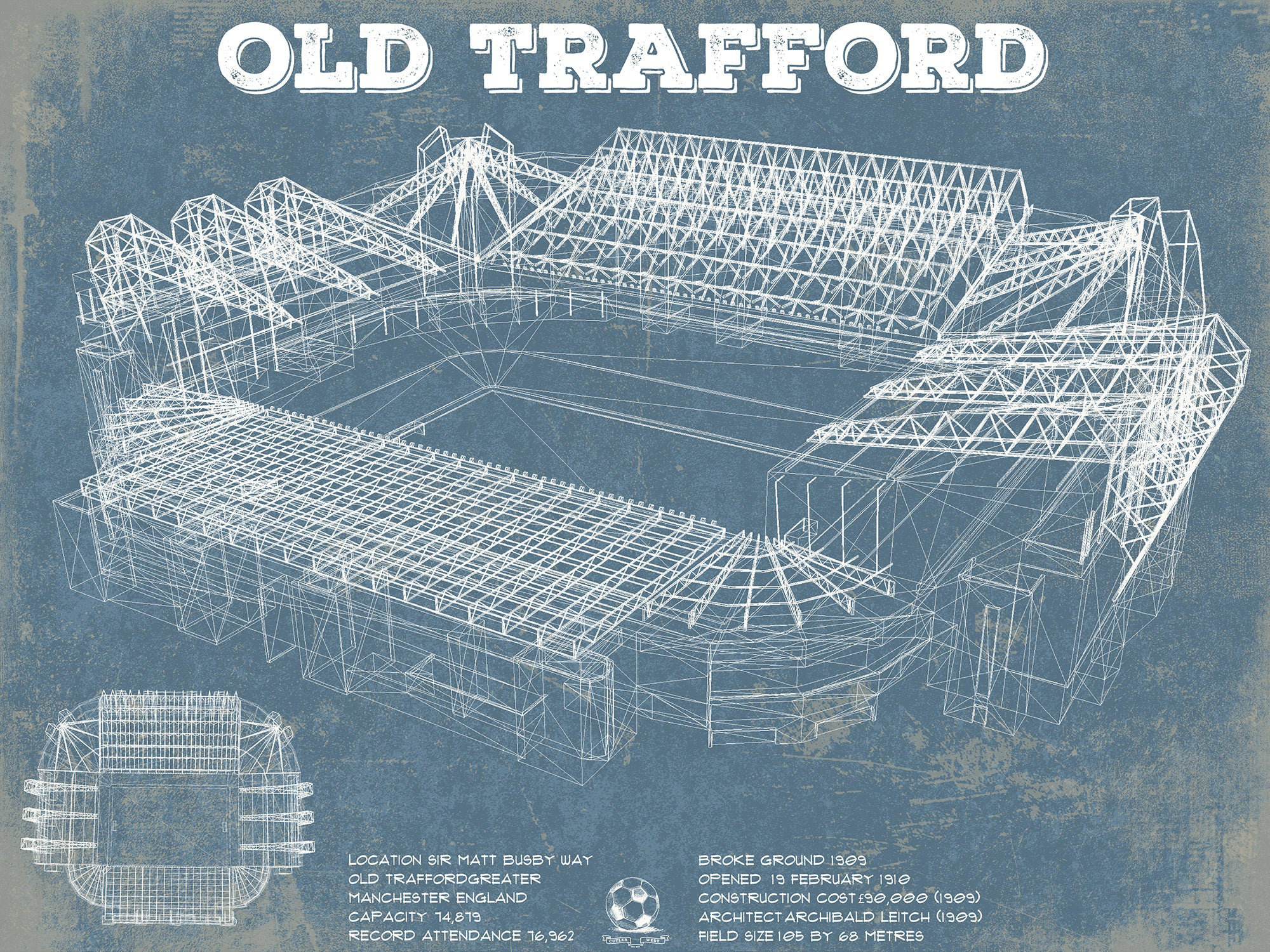 Cutler West Manchester United F.C. Old Trafford Stadium Blueprint