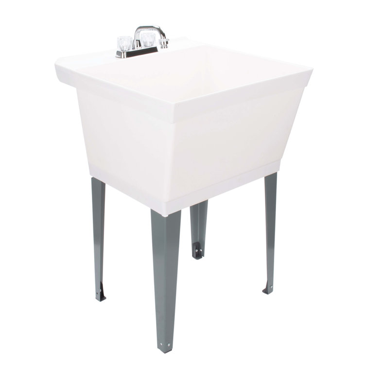 Utility Sink 22 88 #39 L x 23 5 #39 #39 W Free Standing Laundry Sink with Faucet