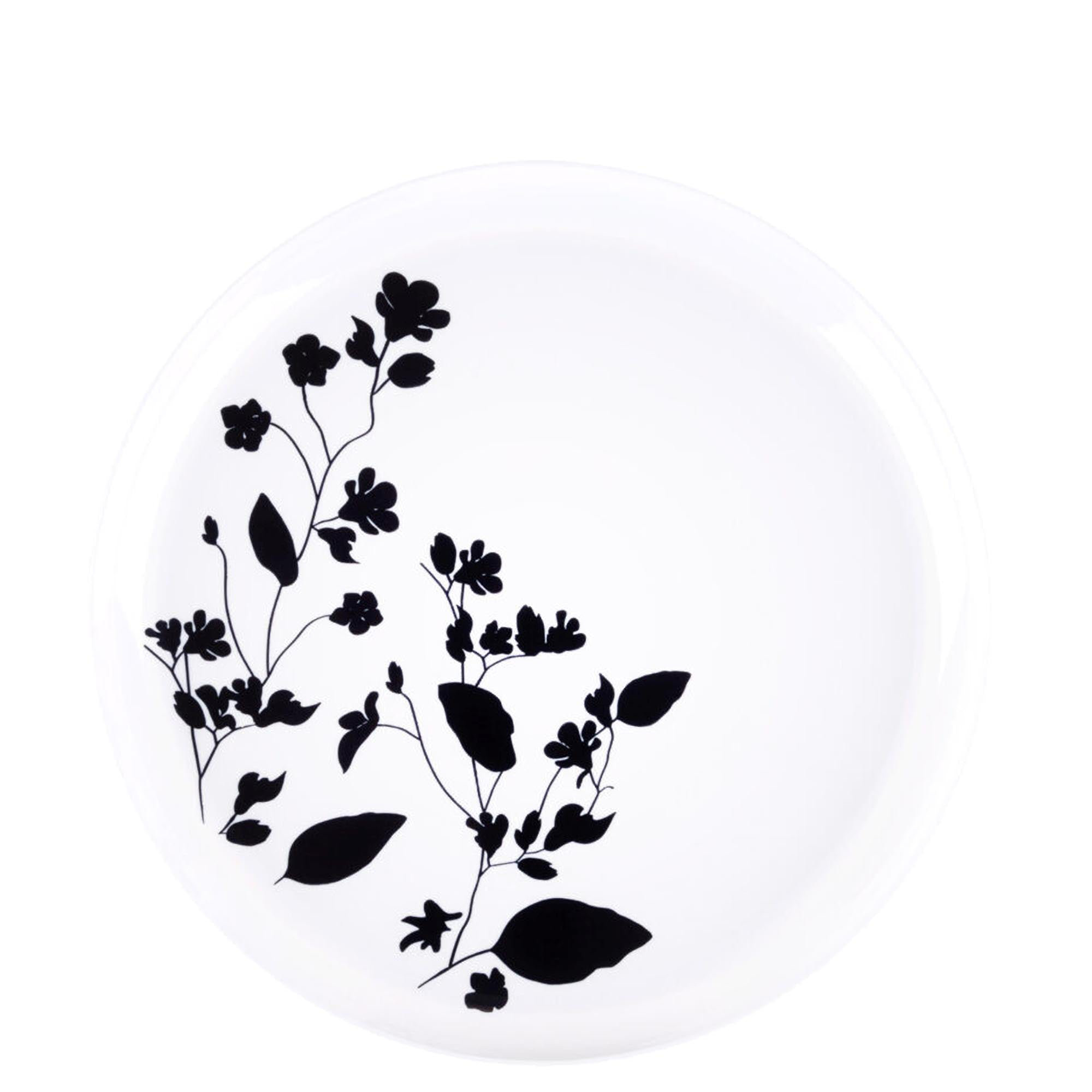 Ecoquality 8.6 Inch Round White Plastic Plates With Black Garden Design