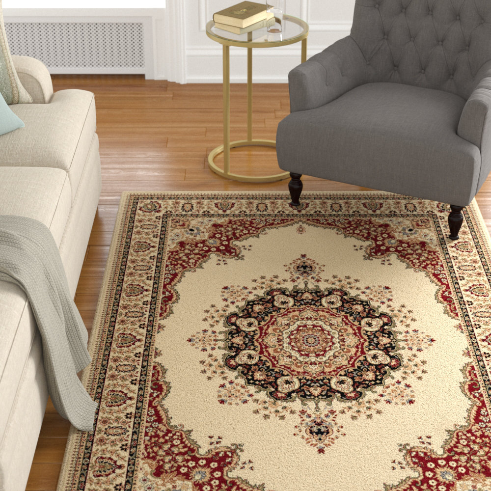 Astoria Grand Clarence Oriental Ivory/Red Area Rug & Reviews Wayfair