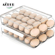 Stackable Multi-Layer Deviled Egg Tray with Lid Can Hold 21 Eggs DRCOLLY Egg Holder for Refrigerator Auto Rolling Down Egg Storage gray 