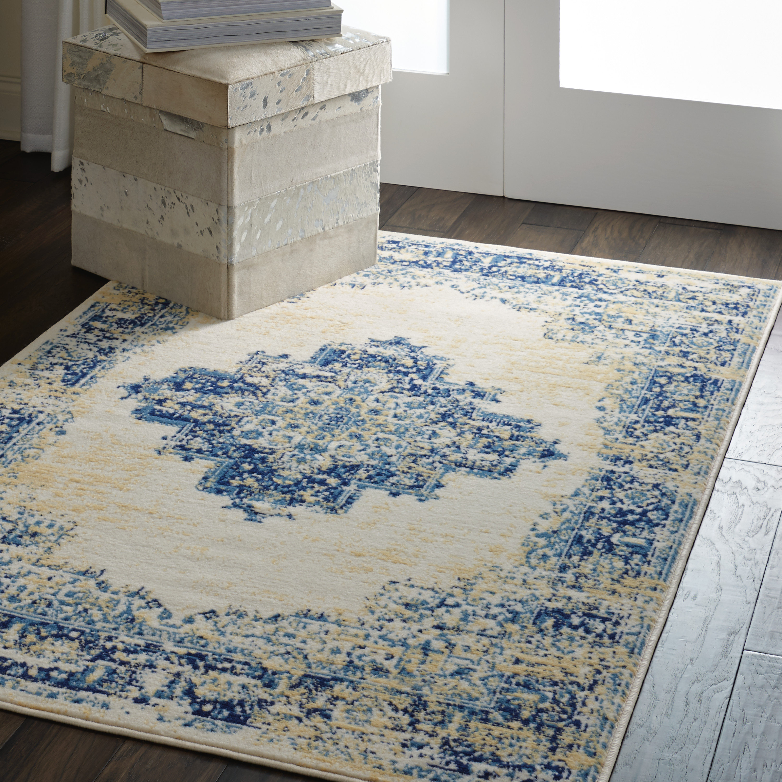 Bungalow Rose Burnie Oriental Blue/Ivory Area Rug & Reviews Wayfair