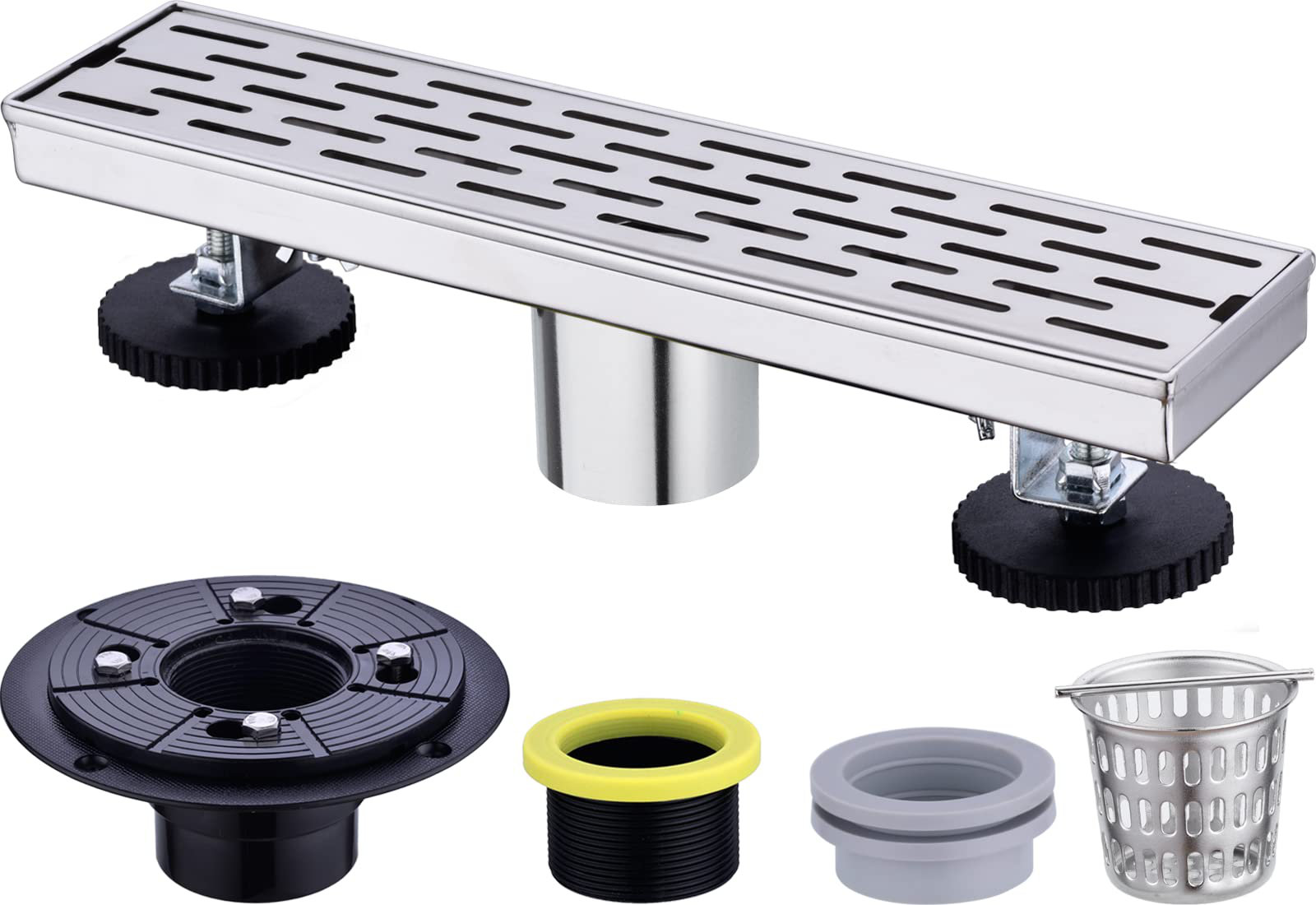 Giantex Drain de douche linéaire 12 po avec grille à motif brique