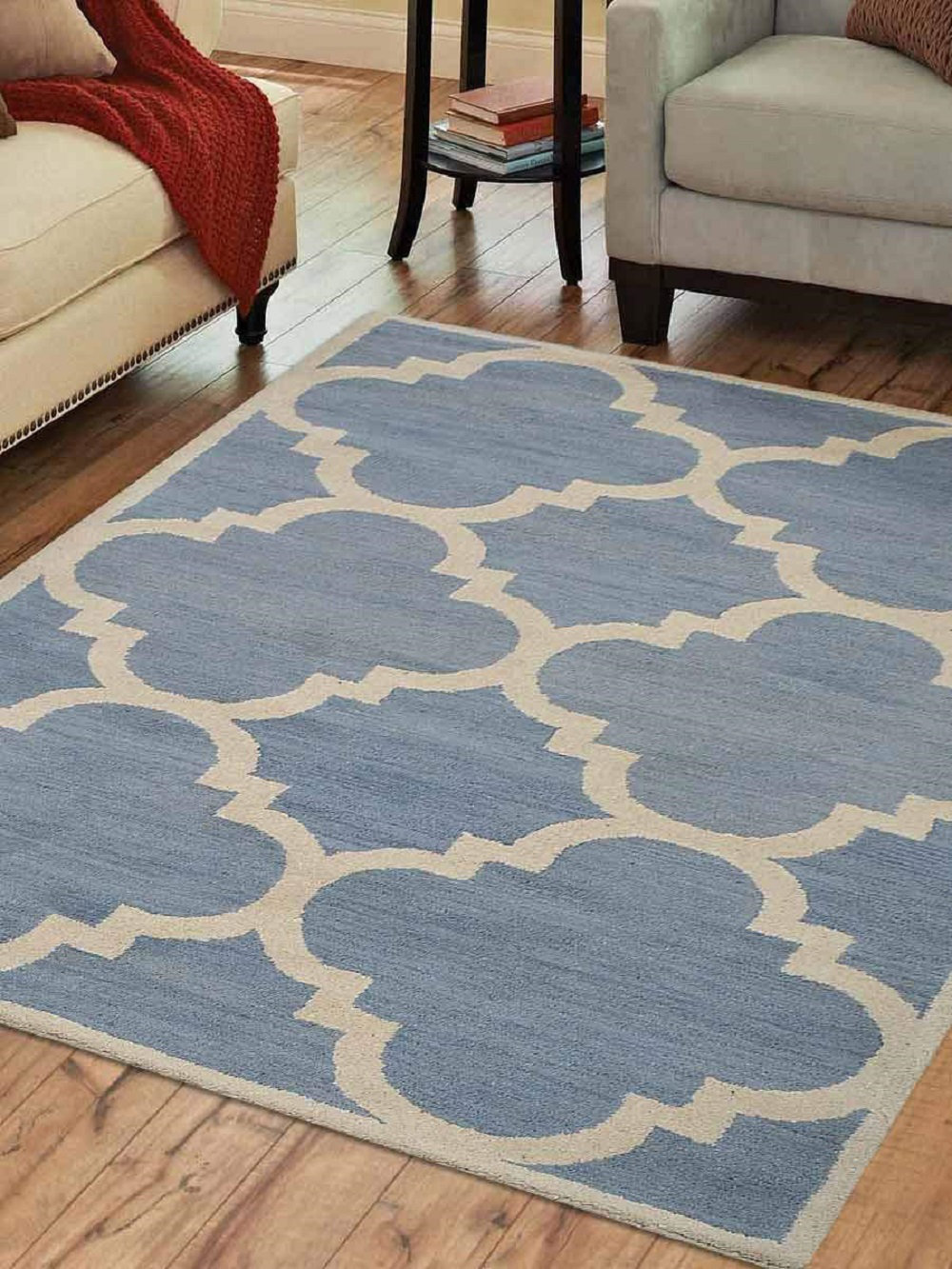 Lark Manor Hollander Geometric Handmade Tufted Wool Blue Area Rug Wayfair