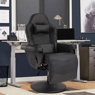 Gaming Chair with Massage Backrest Headrest & Pullout Footrest 