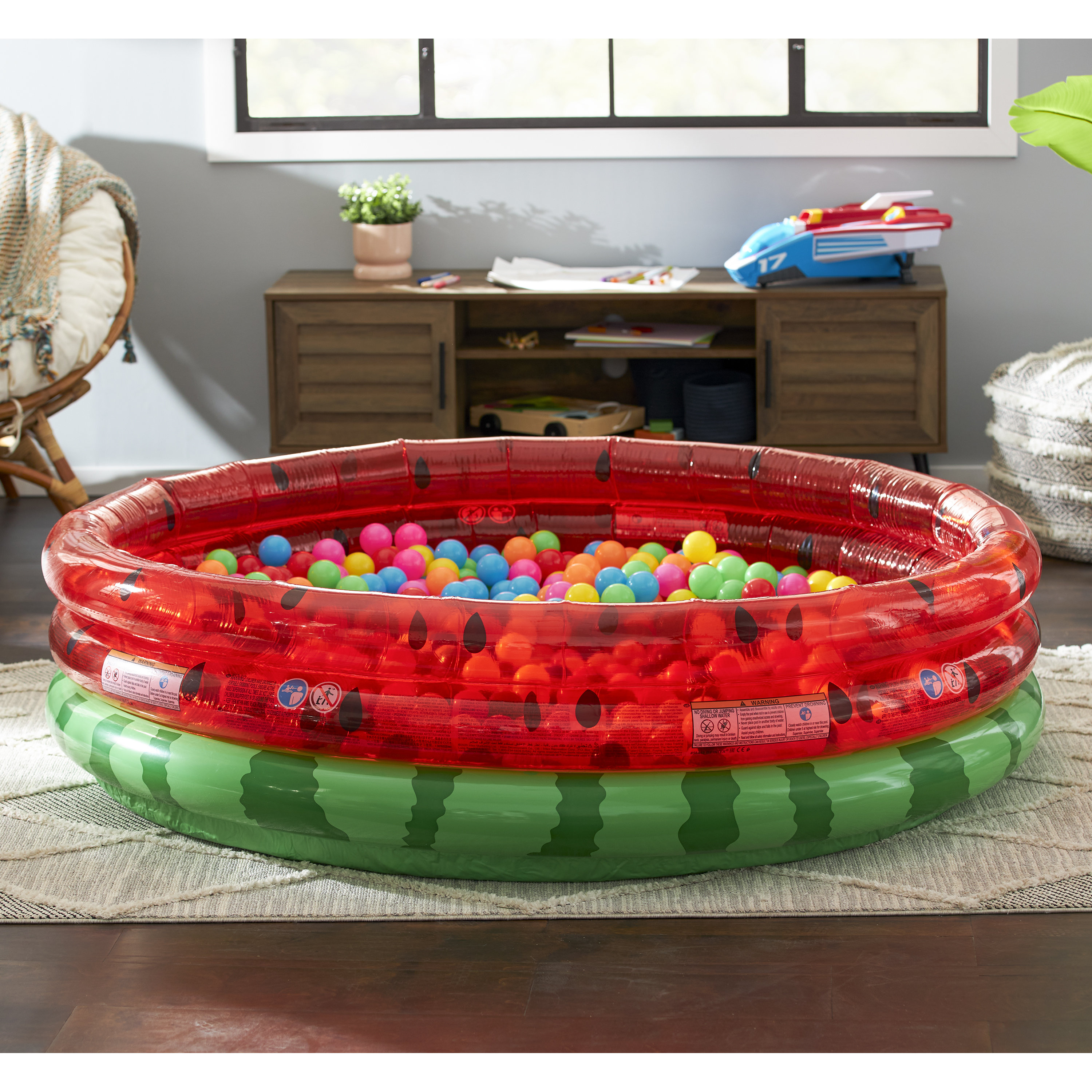 Intex Inflatable Kiddie Watermelon Pool With MultiColored Fun Ballz