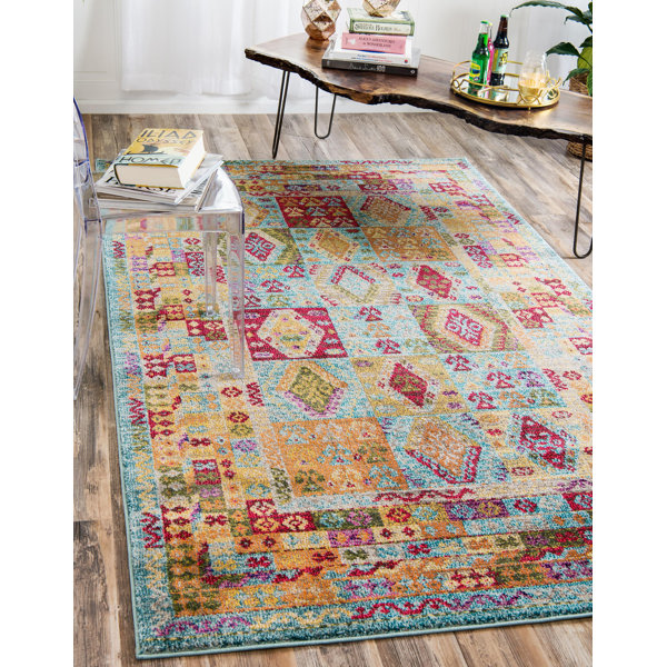 Blue Elephant Giroux Beige/Red Rug | Wayfair.co.uk