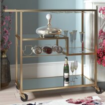 Details about   Gold Bar Cart Wine Snacks Wooden Shelf Holds Wine Glass and Bottle Storage Brown 
