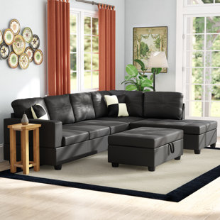 3-Piece Contemporary L-Shape Sectional Sofa with Chaise and Storage Ottoman 