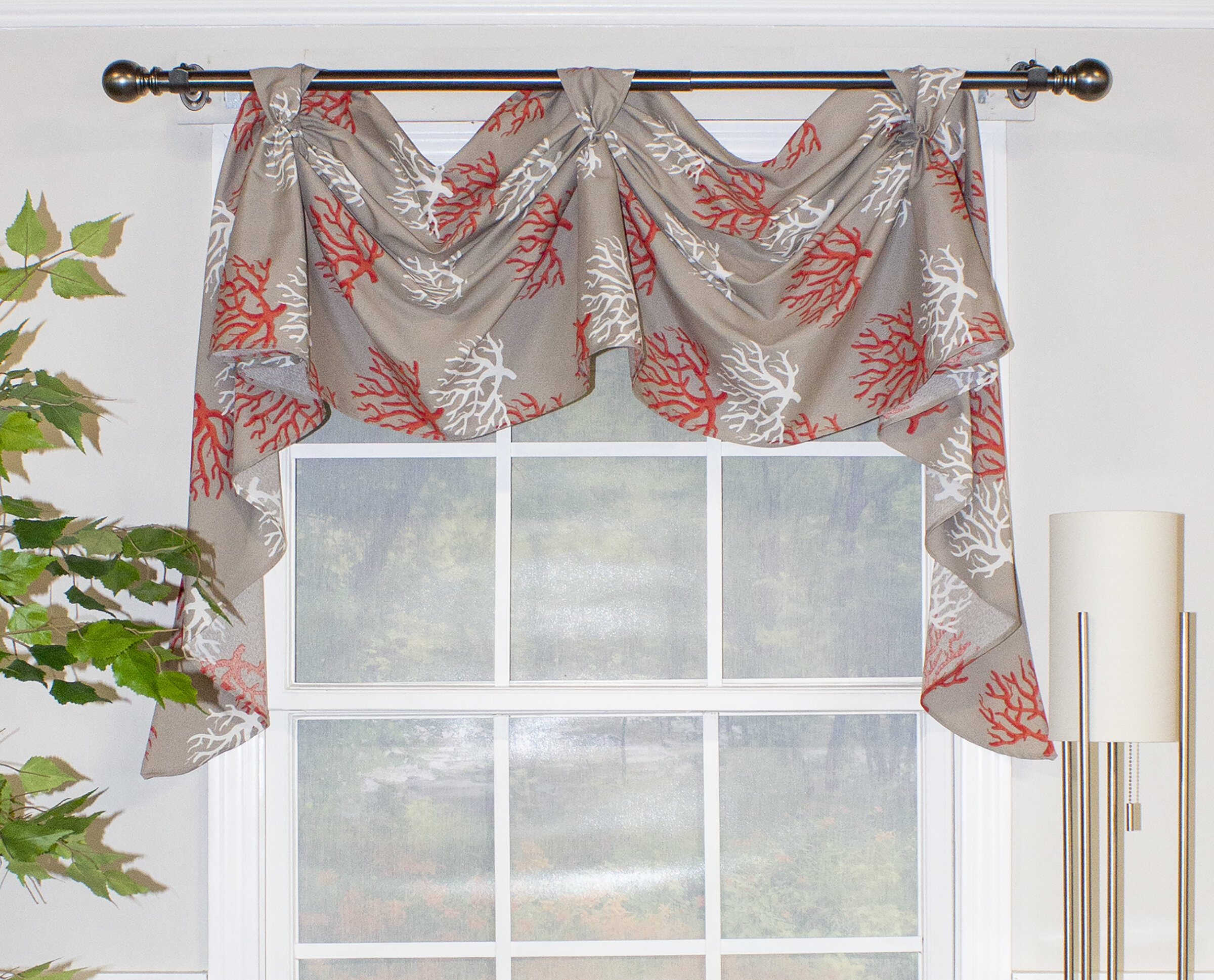 RLF Home Cotton Swag 50'' Window Valance in Brown | Wayfair