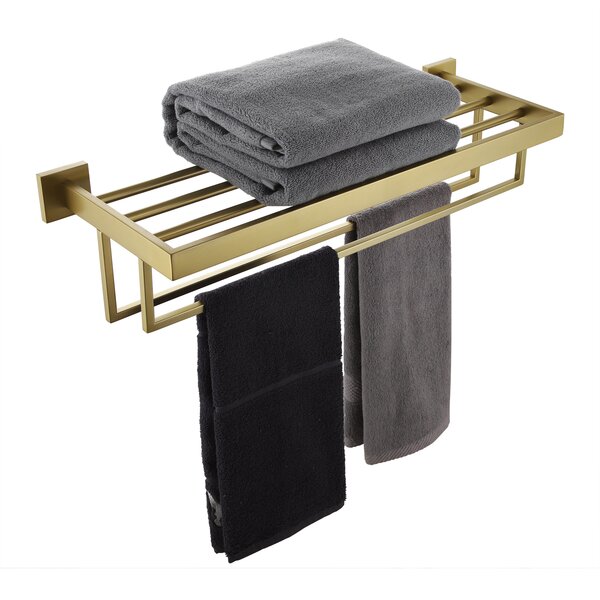 Luxury Polished Gold Bathroom Towel Rack Double Shelf Bath Shower Clothes Racks 