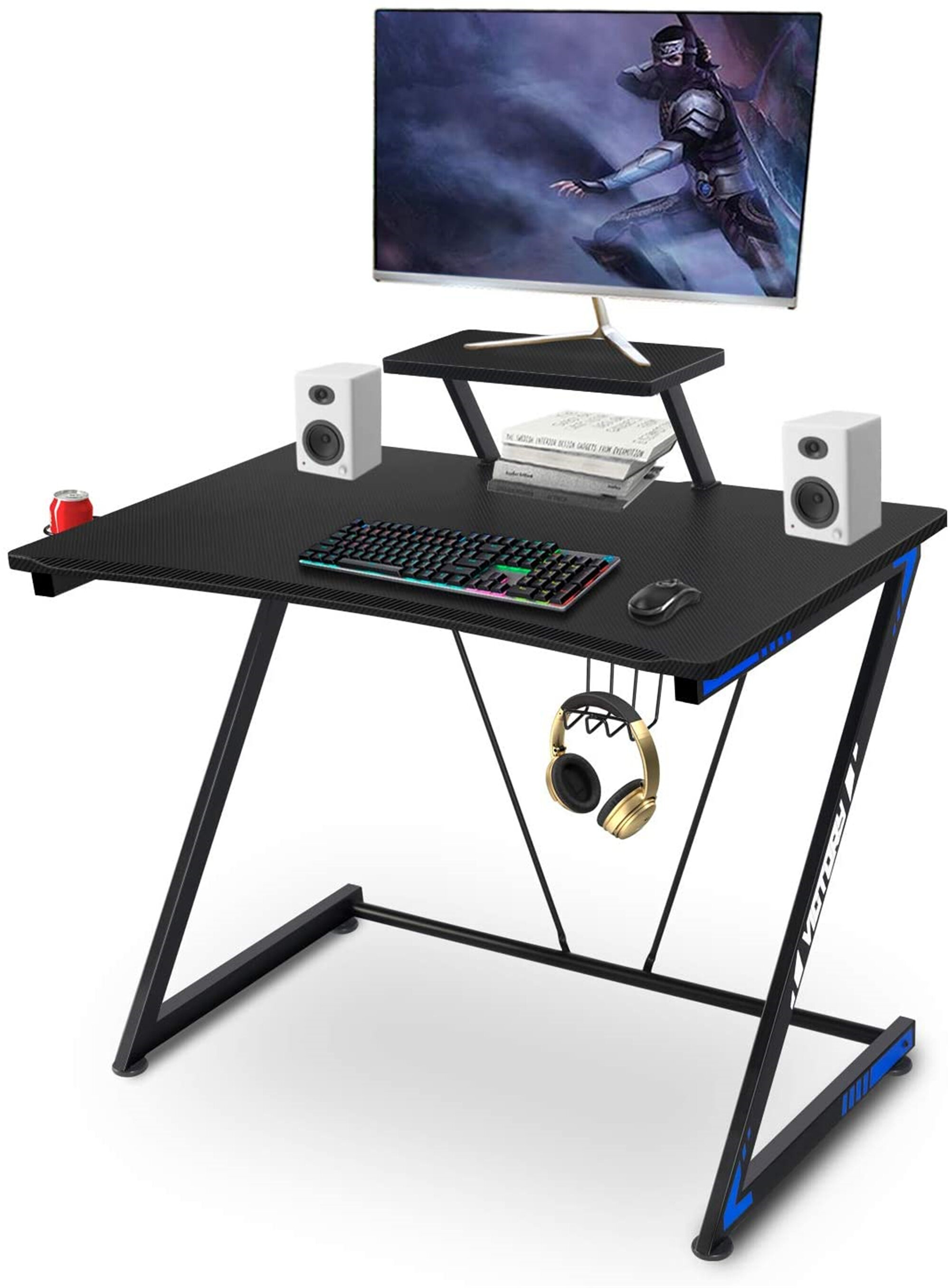 Z-Shaped Gaming Computer Desk PC Racing Table Workstation Study Home w/Shelf 