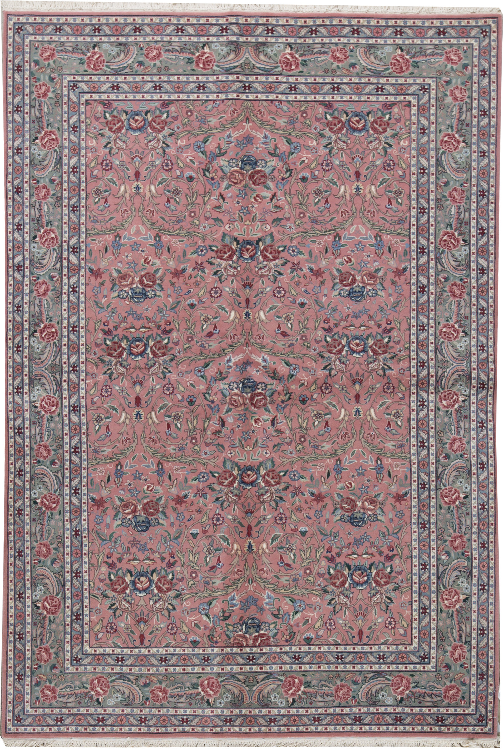 Bokara Rug Co., Inc. HandKnotted HighQuality Rose and Green Area Rug