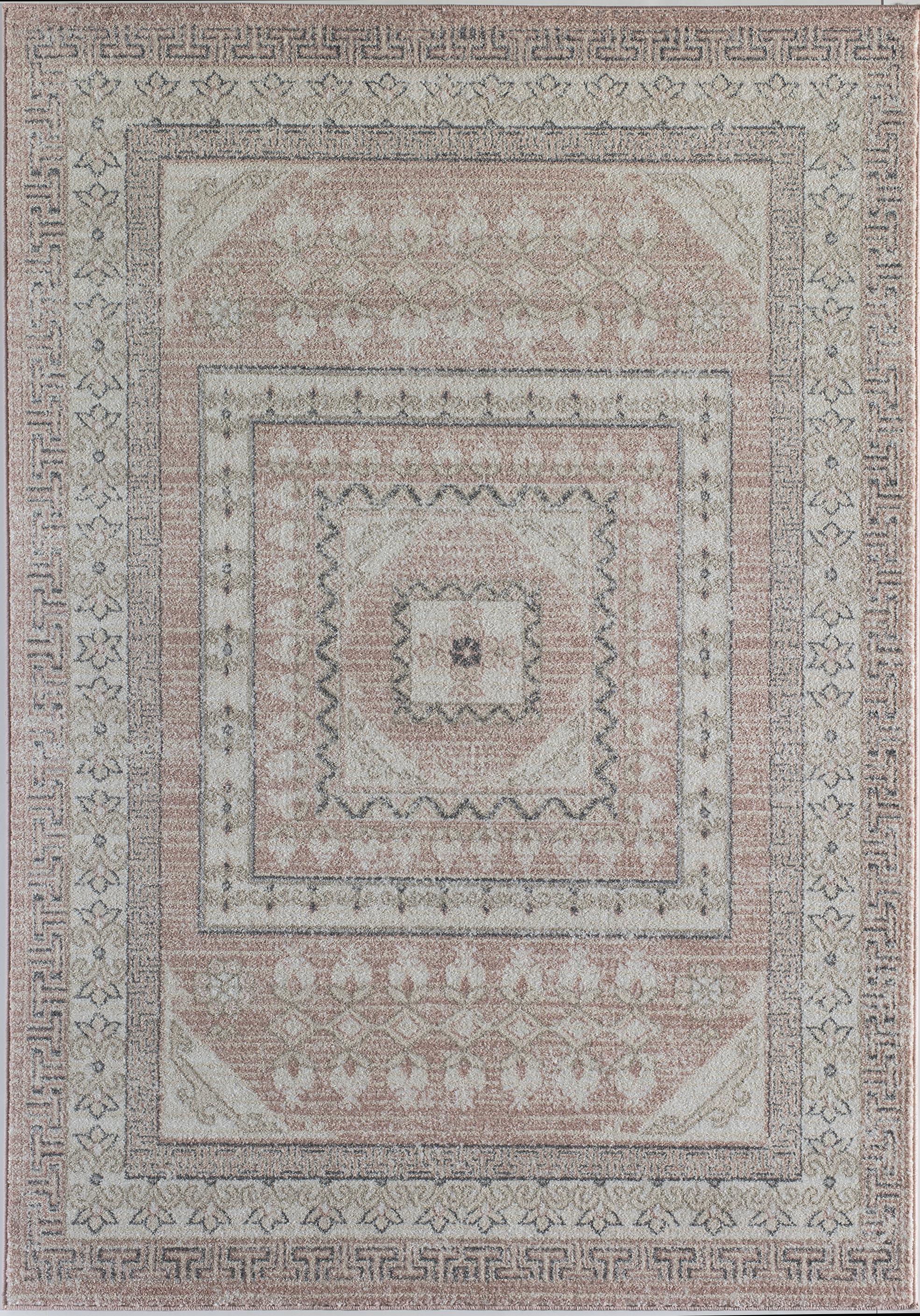 Dionne Machine Woven / Power Loomed Performance Pink/Ivory/Gray Rug