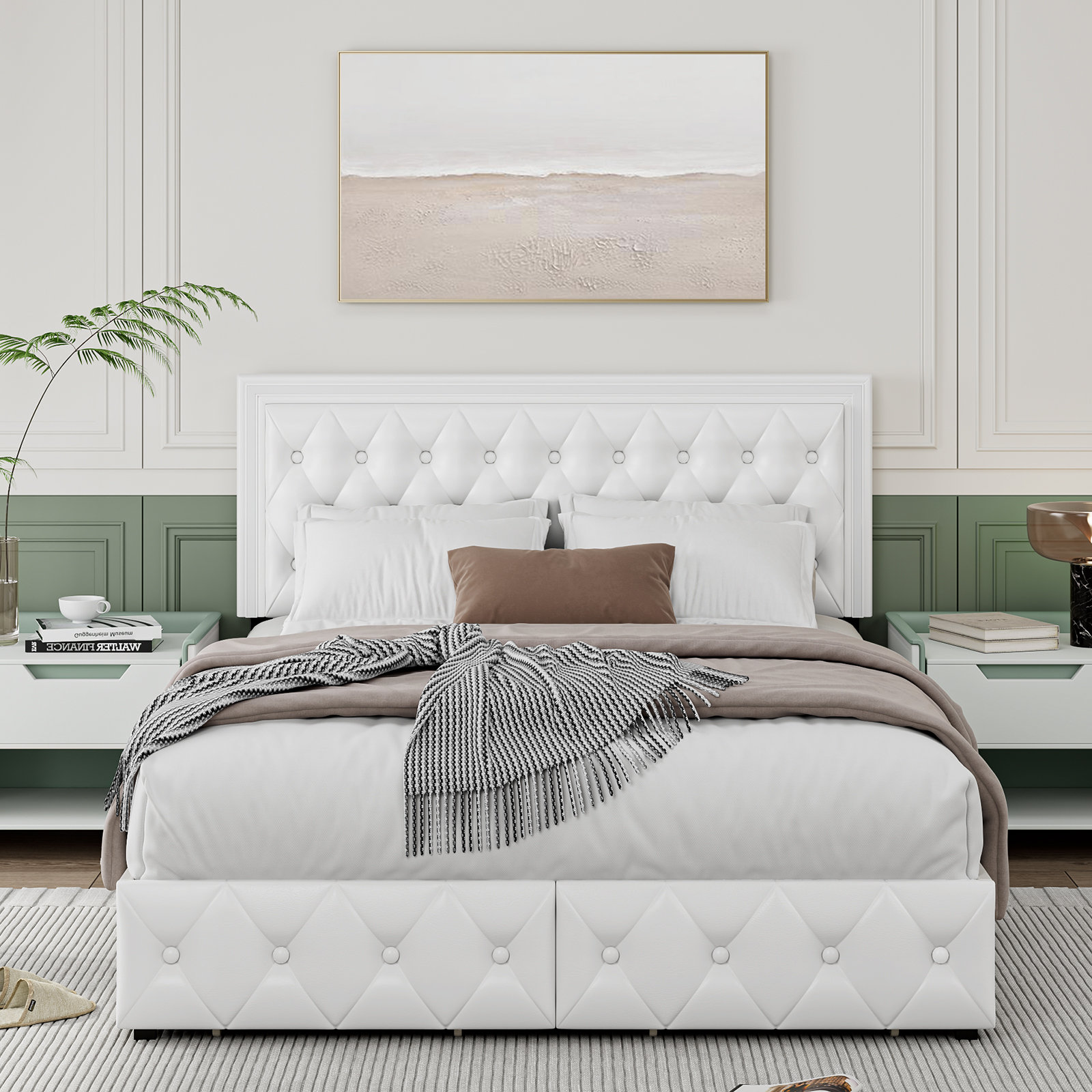 Ivy Bronx Upholstered Lighted Headboard Platform Storage Bed With 4