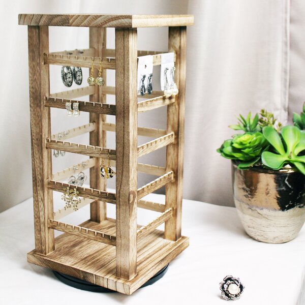 Jewelry Earrings Display Rack Stand 48 Hole Jewerly Hanging Holder Metal Base 