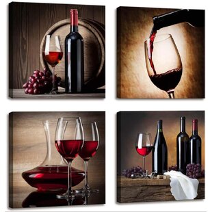 Home Bar Wine Decor Wall Metal Wine Art Red Wine/White Wine Glass Set of 2 