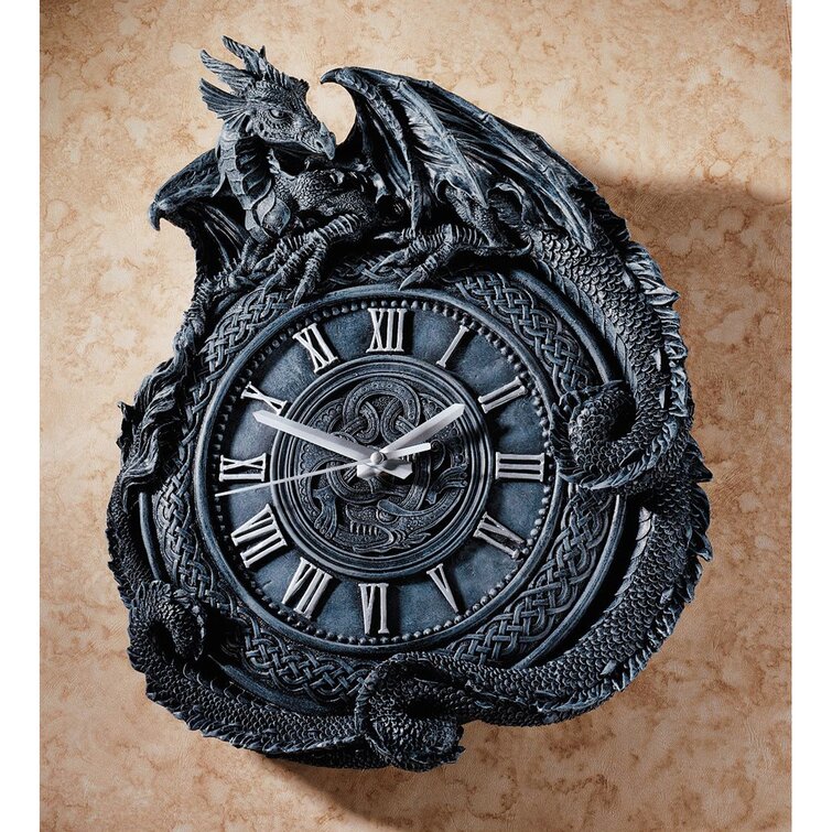 INTERESTPRINT Japanese Style Dragon Wall Clock Plastic Cover Non-Ticking