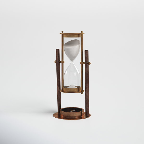 Brass Sand Glass Hourglass Clock Timer Home Decoration with Leather BOX 