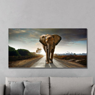 GREY BLACK DEEP FRAMED CANVAS SAFARI WALL ART PICTURE PRINT ELEPHANT 5 