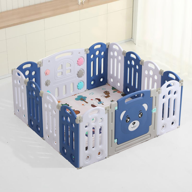 Foldable Baby Playpen Safety Gate with Floor Mat